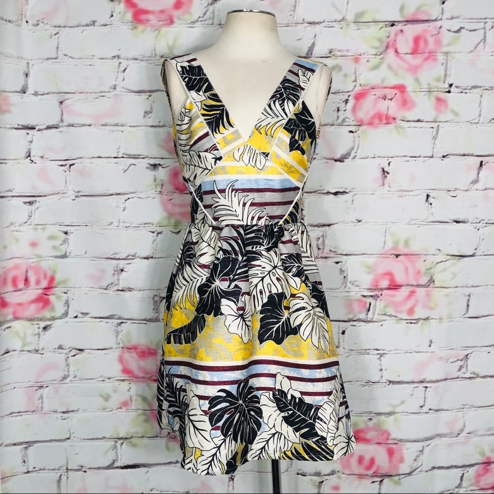 A Line metallic fit & flare dress backless